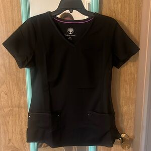 Black Healing Hands Scrub Top